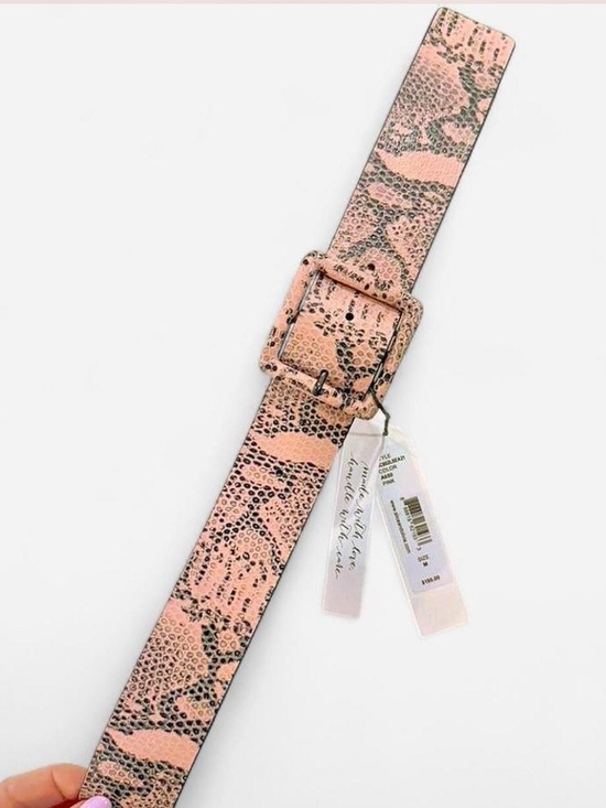 Alice + Olivia Pink Snake-Print Wide Belt